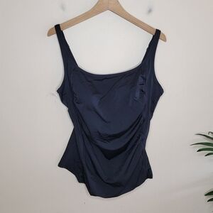 Lori Coulter | Black Slimming Ruched Tankini Swim Top
